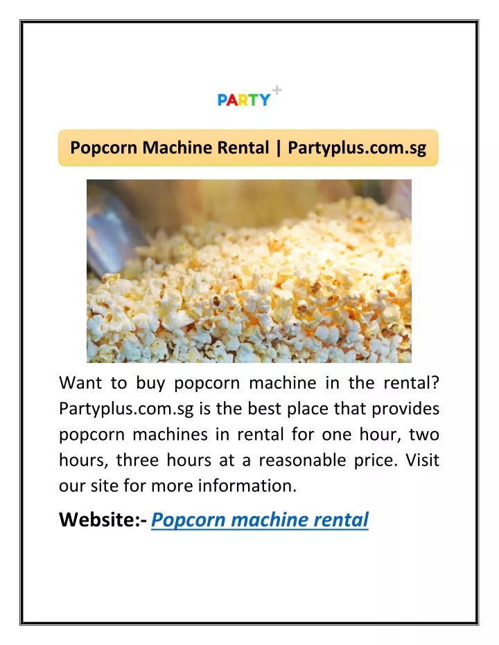 popcorn machine rental partyplus com sg