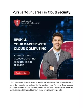 Pursue Your Career in Cloud Security