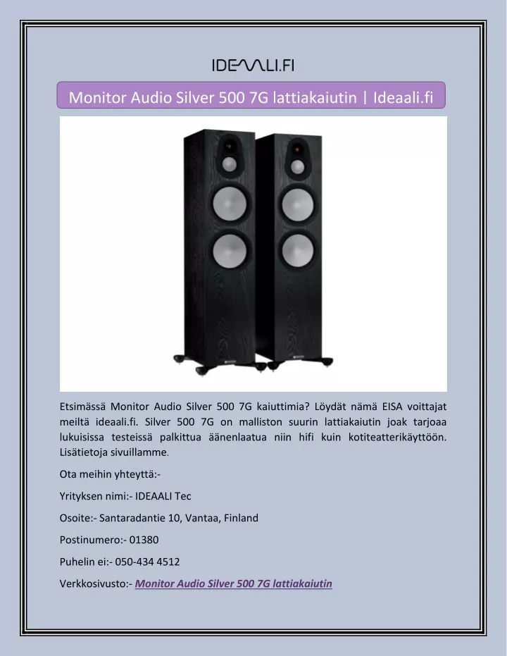 monitor audio silver 500 7g lattiakaiutin ideaali