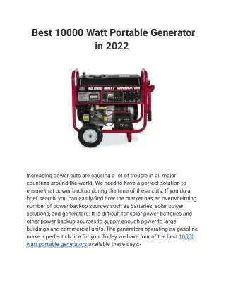 Best 10000 Watt Portable Generator in 2022