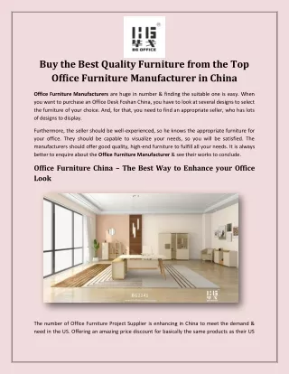 Buy the Best Quality Furniture from the Top Office Furniture Manufacturer in China