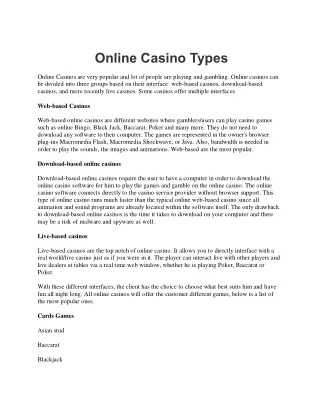 Online Casino Types