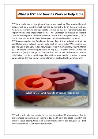 what is gst and how its work or help india