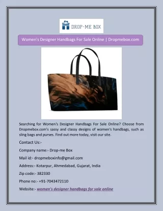 Women's Designer Handbags For Sale Online | Dropmebox.com