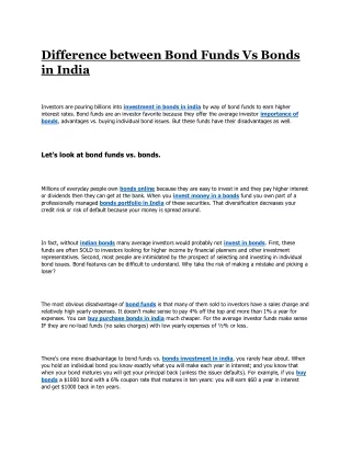 difference between bond funds vs bonds in india