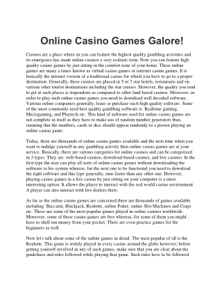 Online Casino Games Galore!