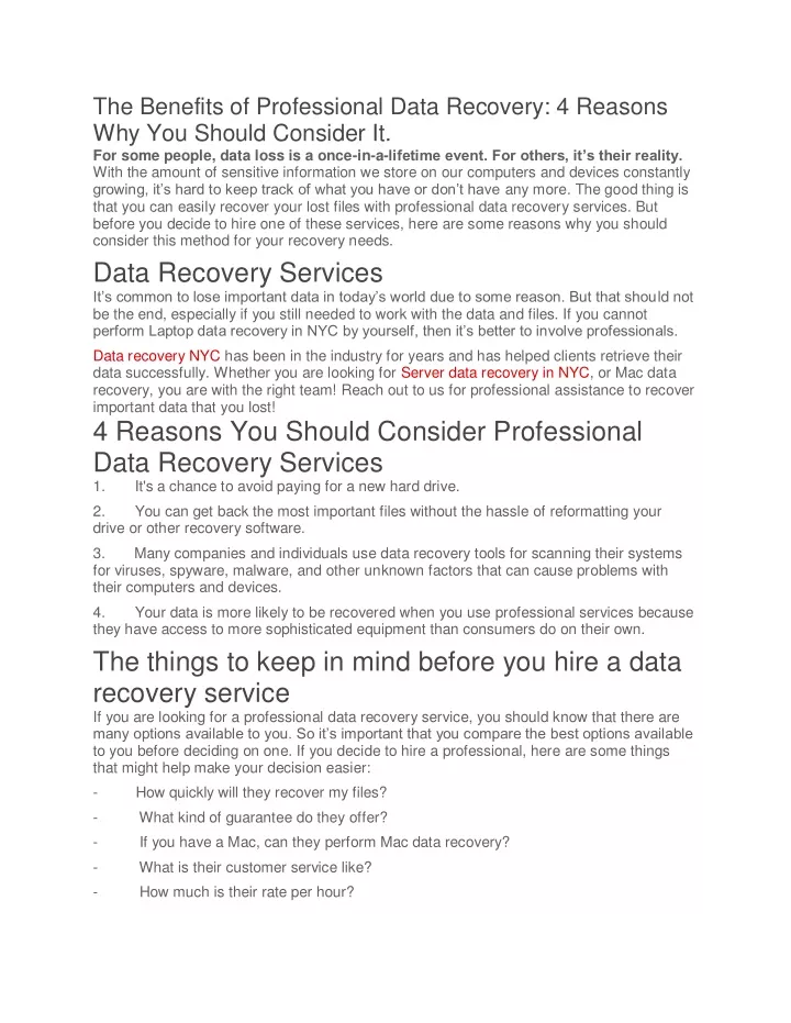 the benefits of professional data recovery