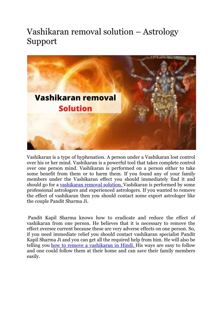 vashikaran removal solution astrology support