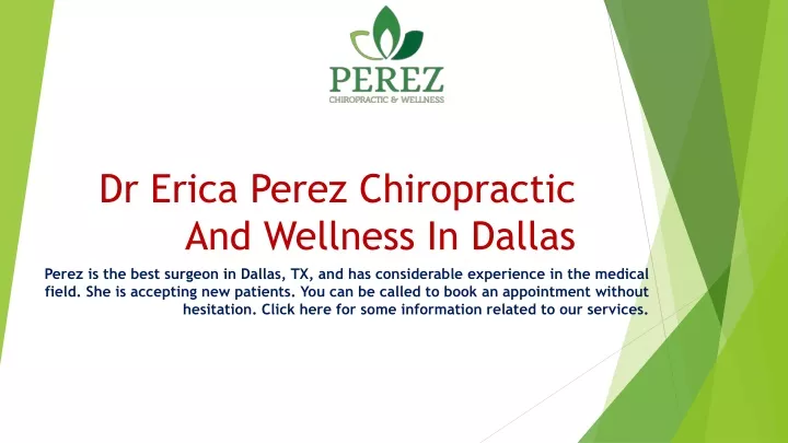 dr erica perez chiropractic and wellness in dallas