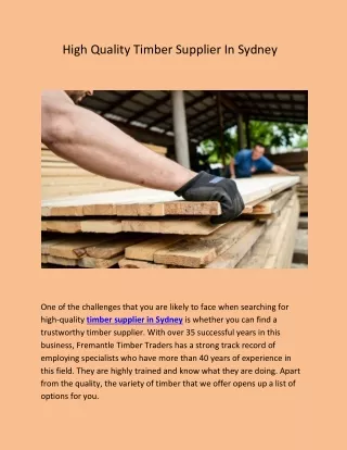 High Quality Timber Supplier In Sydney