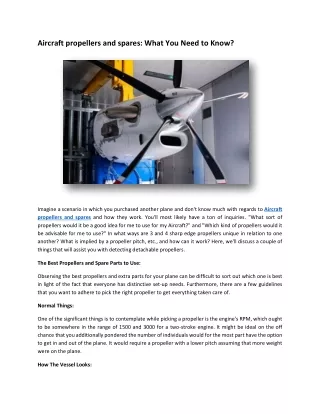Aircraft propellers and spares: What You Need to Know?