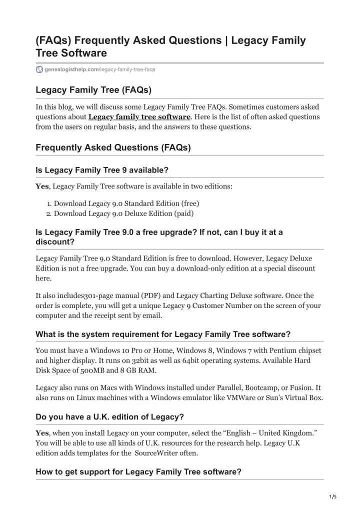faqs frequently asked questions legacy family