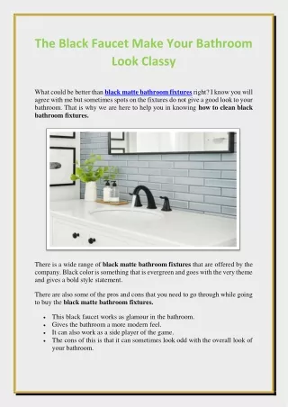the black faucet make your bathroom look classy