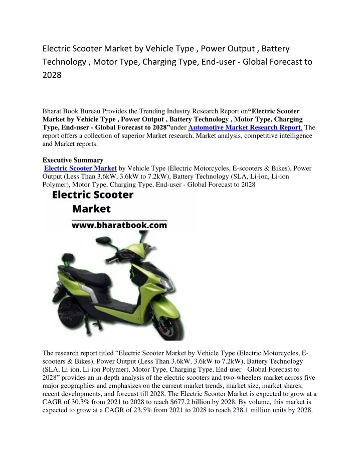 electric scooter market by vehicle type power