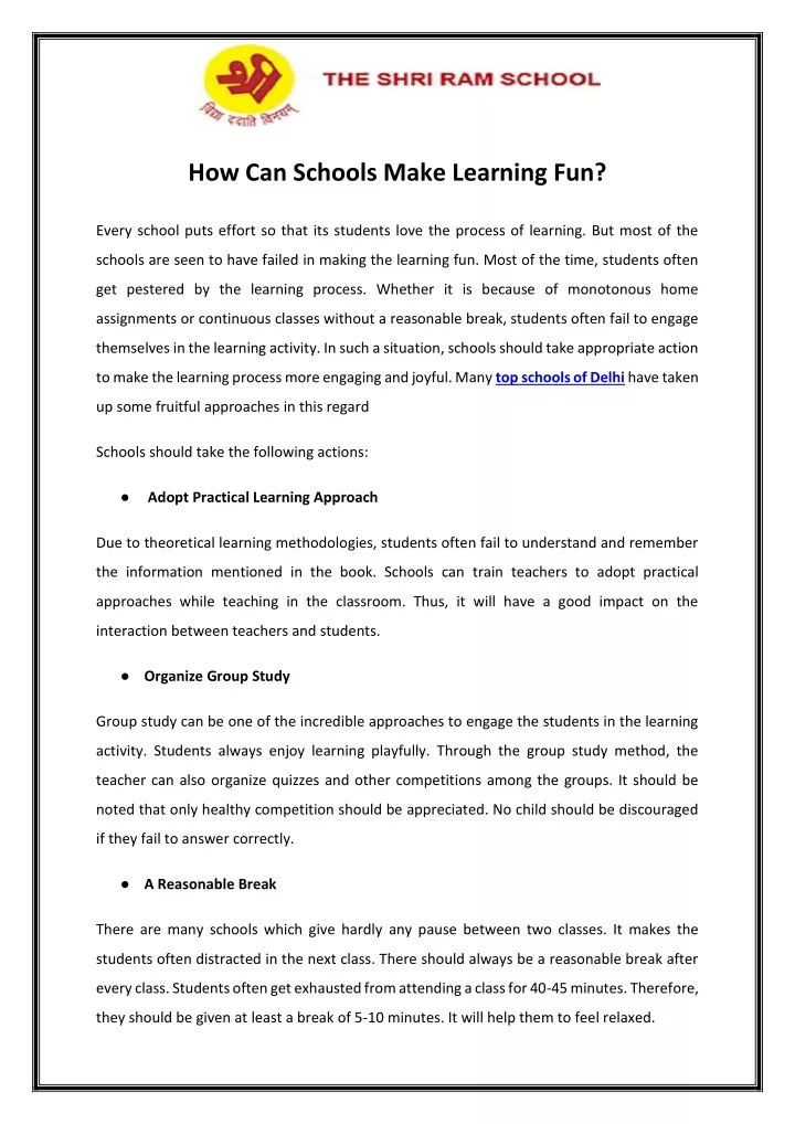 how can schools make learning fun