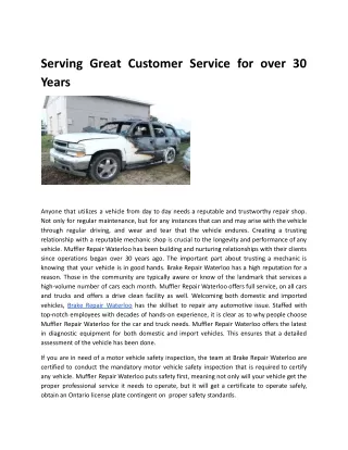 Serving Great Customer Service for over 30 Years