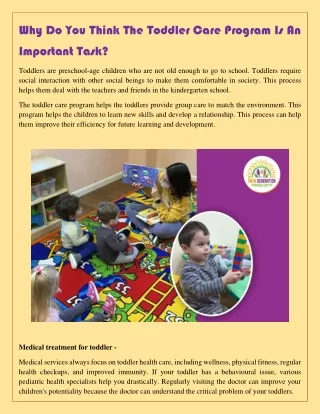 why do you think the toddler care program is an