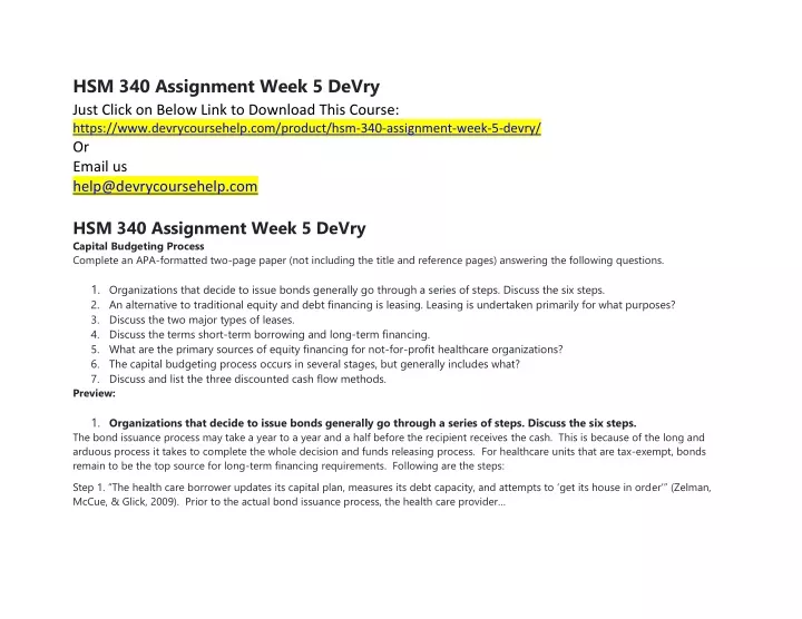 hsm 340 assignment week 5 devry just click