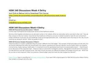hsm 340 discussions week 4 devry just click