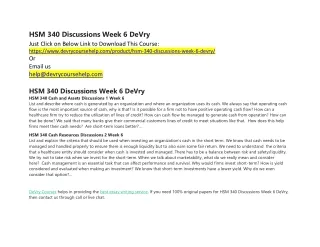 hsm 340 discussions week 6 devry just click