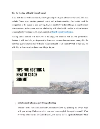 Tips for Hosting a Health Coach Summit