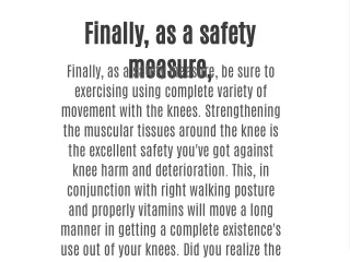 finally as a safety measure exercising using