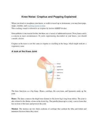 knee noise crepitus and popping explained