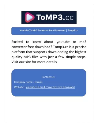 Youtube To Mp3 Converter Free Download | Tomp3.cc