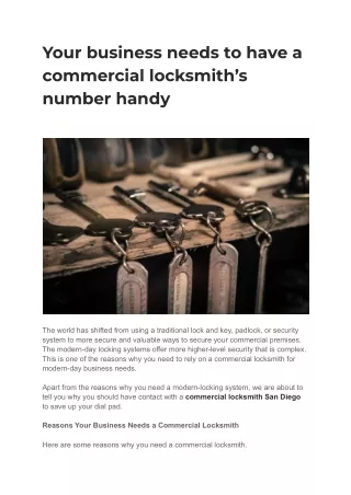 Your business needs to have a commercial locksmith’s number handy