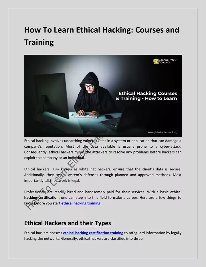 how to learn ethical hacking courses and training