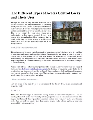 the different types of access control locks