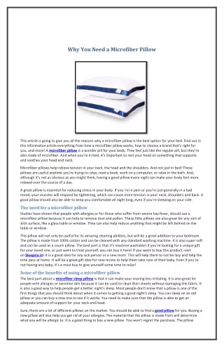 why you need a microfiber pillow