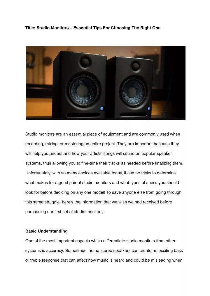 title studio monitors essential tips for choosing