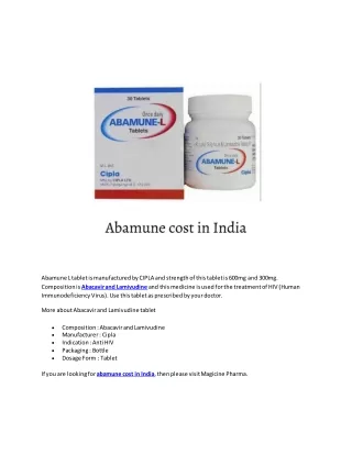 abamune l tablet is manufactured by cipla