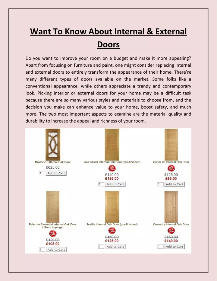 want to know about internal external doors