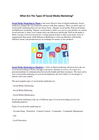 What are the types of social media marketing  ?