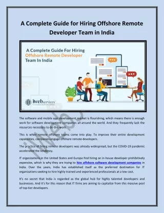 a complete guide for hiring offshore remote