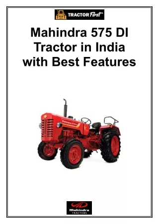 Mahindra 575 DI Tractor in India with Best Features