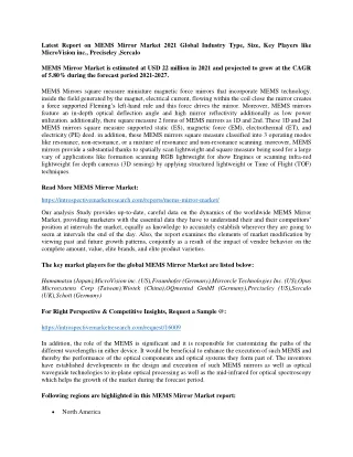 latest report on mems mirror market 2021 global