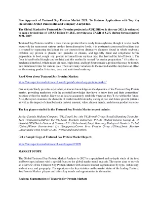 new approach of textured soy proteins market 2021