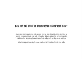 How can you invest in international stocks from India?
