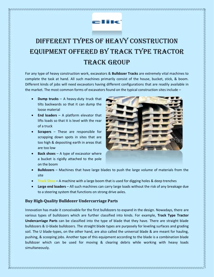 different types of heavy construction equipment