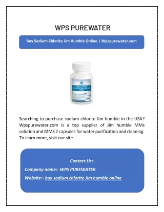 Buy Sodium Chlorite Jim Humble Online | Wpspurewater.com