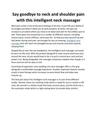 Say goodbIntelliye to neck and shoulder pain with this intelligent neck massager