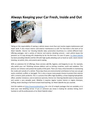 always keeping your car fresh inside and out