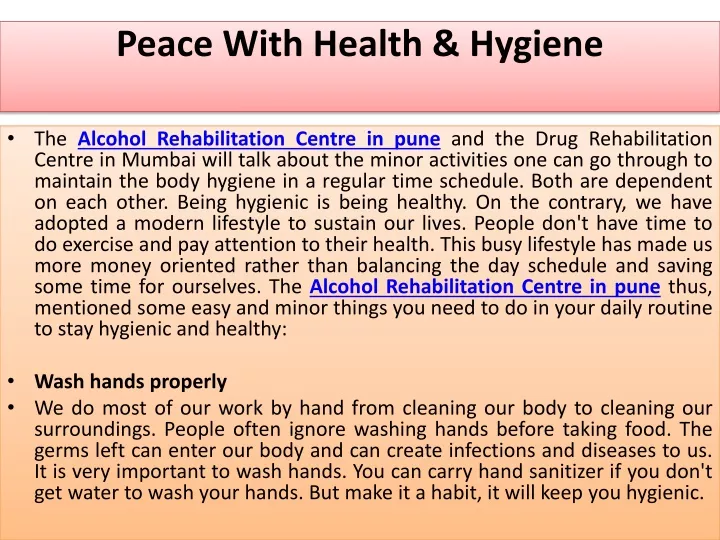 peace with health hygiene
