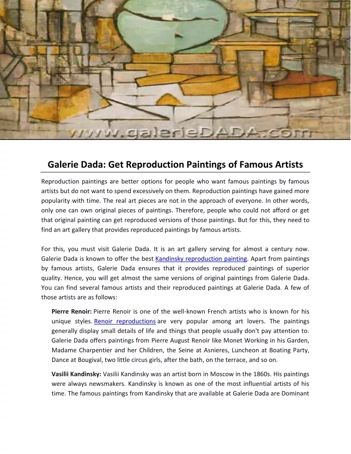 galerie dada get reproduction paintings of famous