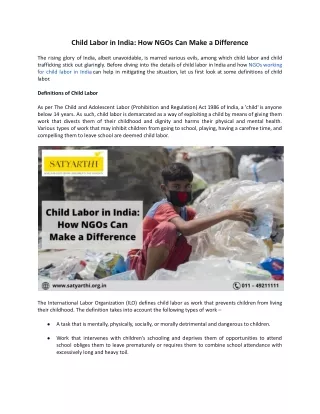 Child Labor in India: How NGOs Can Make a Difference