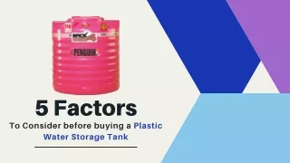 5 Factors To Consider Before Buying Plastic Water Storage Tank