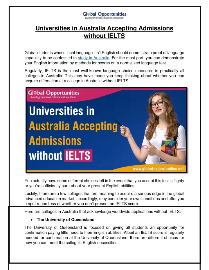 universities in australia accepting admissions